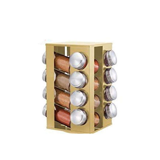 SQ Professional Spice Rack with 16 Jars, Stainless Steel, Revolving-Royal Brands Co-