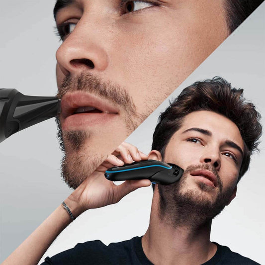 Braun All-in-one trimmer 5 for Face, Hair, and Body, Black/Blue 9-in-1 styling kit with Gillette Fusion5 ProGlide razor