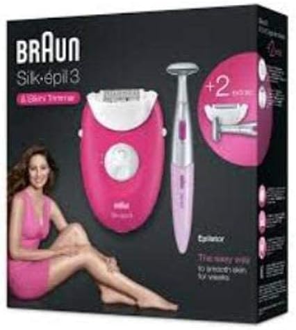 Braun Silk epil 3 epilator Raspberry Pink - Corded epilator with 2 extras - including a Bikini Trimmer