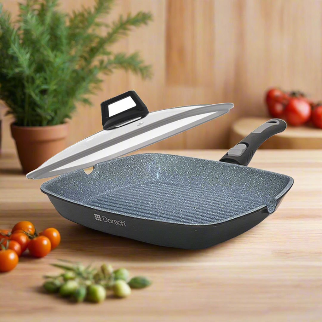 Lifetime Dorsch Non-Stick Grill Pan with Lid – 28 cm