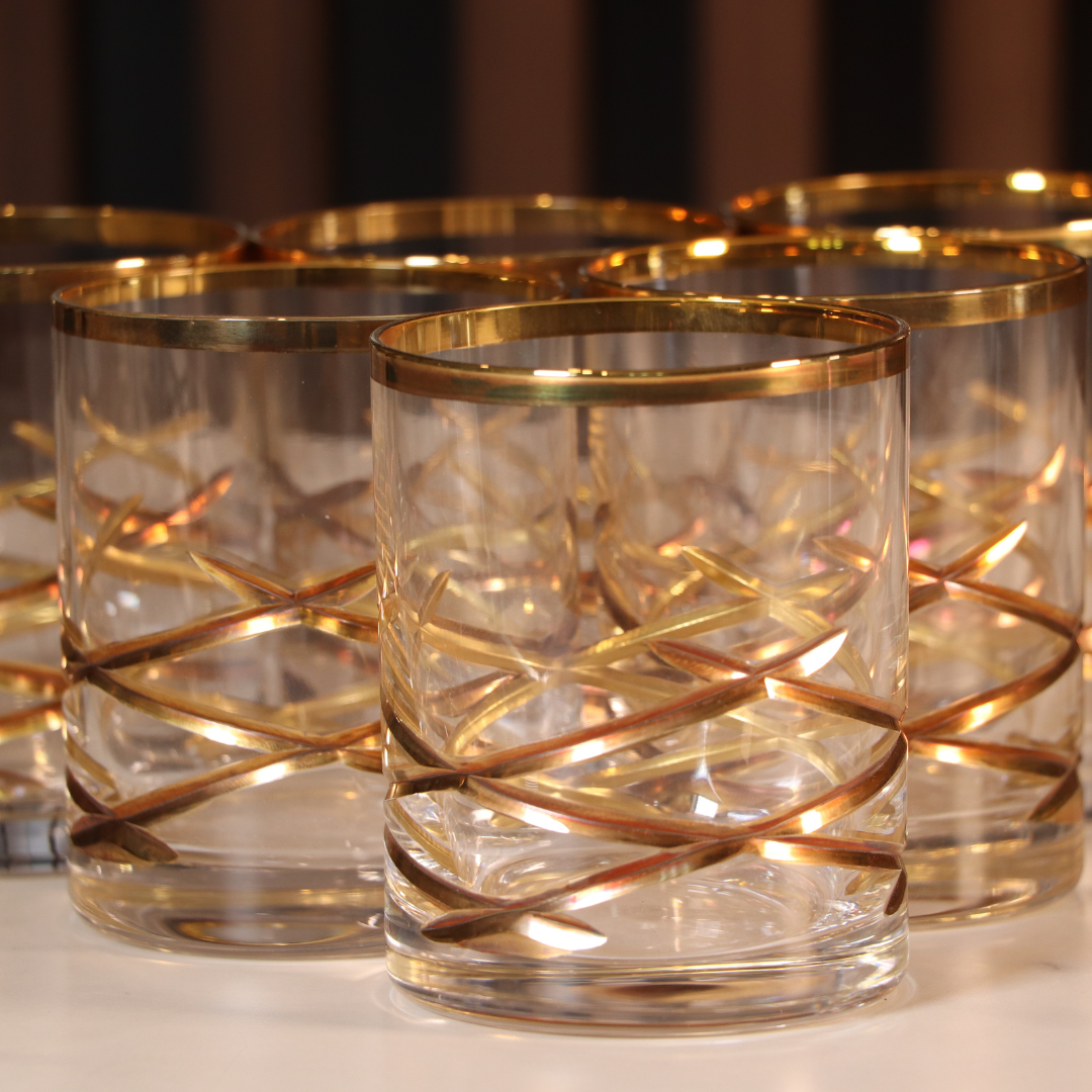 Gold Plated Spiral 12 Pcs Glass [Crystal]