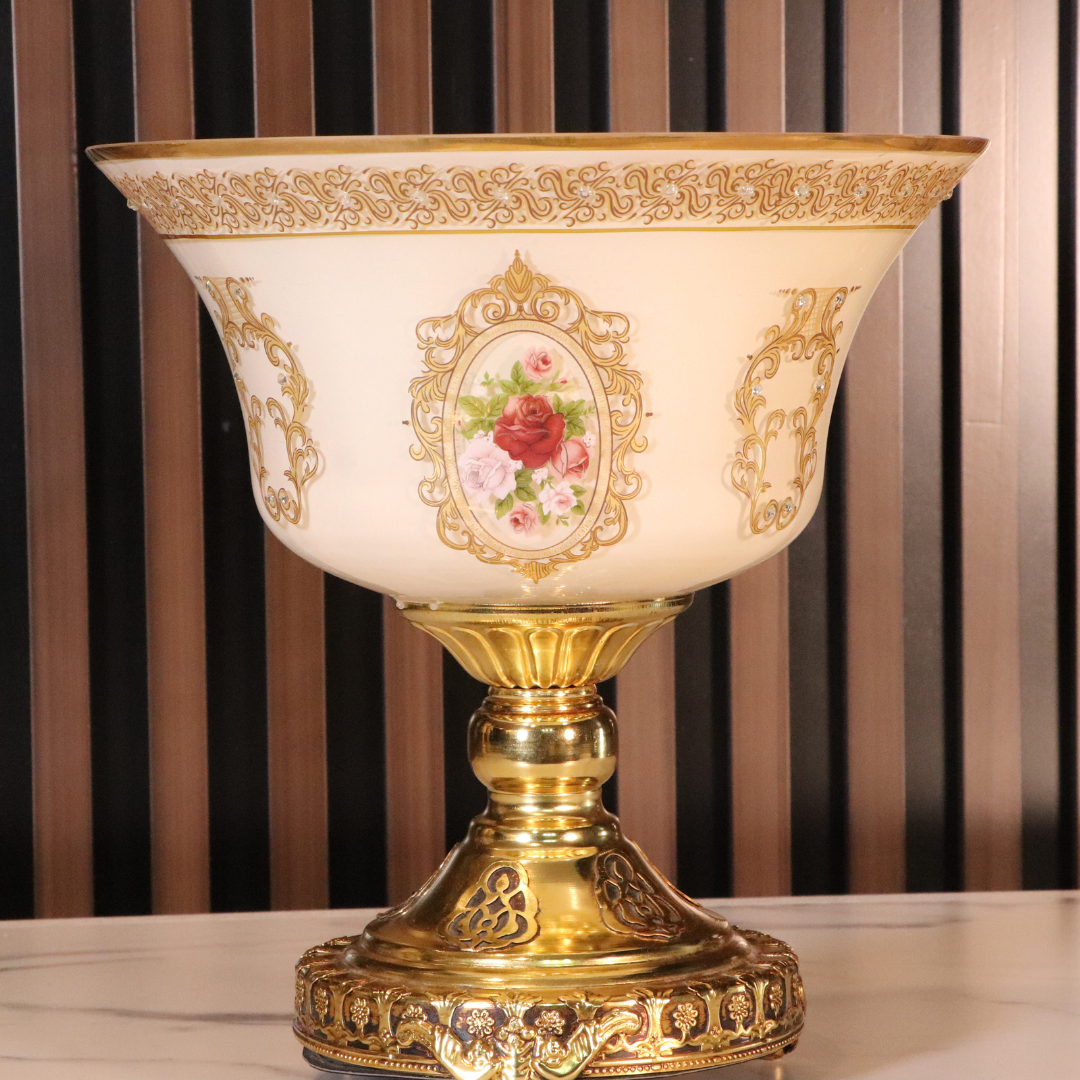 Luxury White & Gold Plated 3 Pcs Vase Set [Crystal]