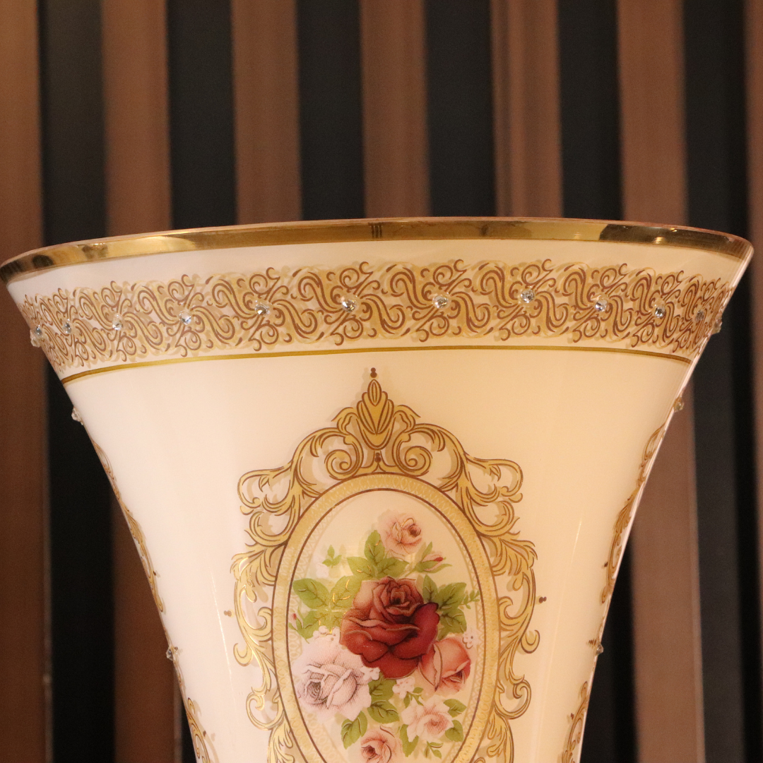 Luxury White & Gold Plated 3 Pcs Vase Set [Crystal]
