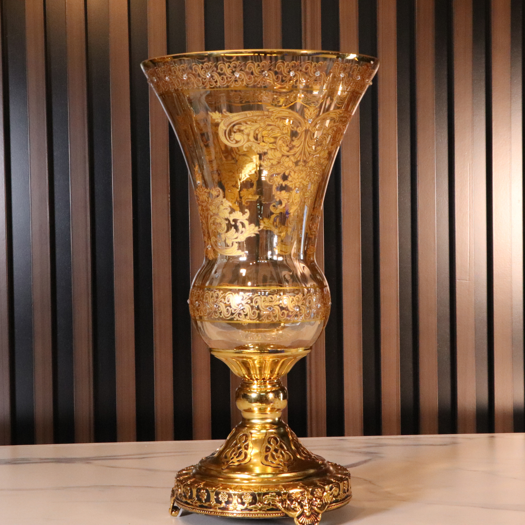 Luxury Gold Plated 3 Pcs Vase Set [Crystal]