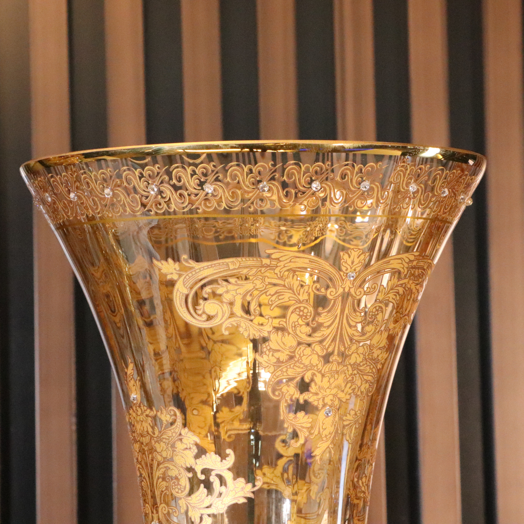 Luxury Gold Plated 3 Pcs Vase Set [Crystal]
