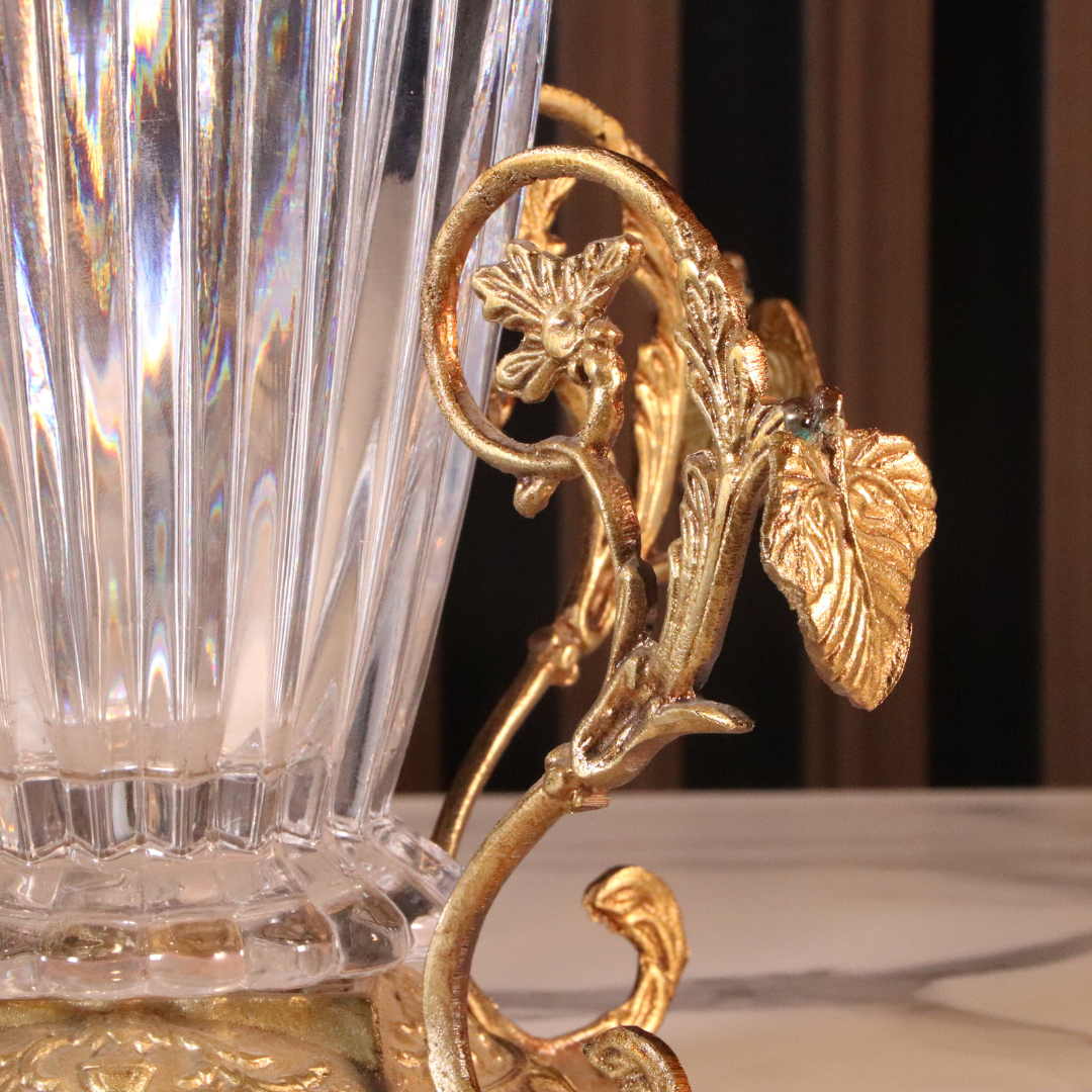 High-End Luxury Gold Cylinder Long Vase [Crystal]