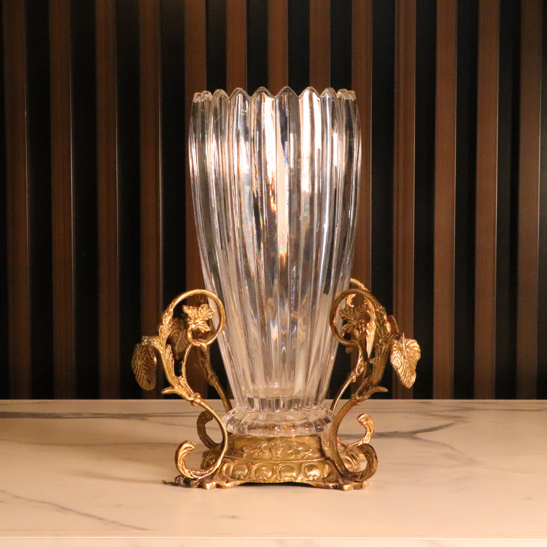 High-End Luxury Gold Cylinder Long Vase [Crystal]