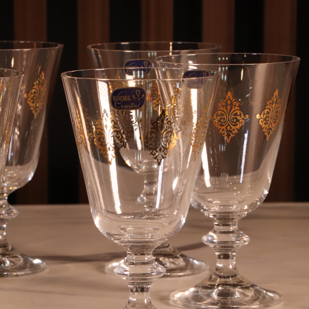 High-End Luxury Gold Wine Glass 12 Pcs [Crystal]
