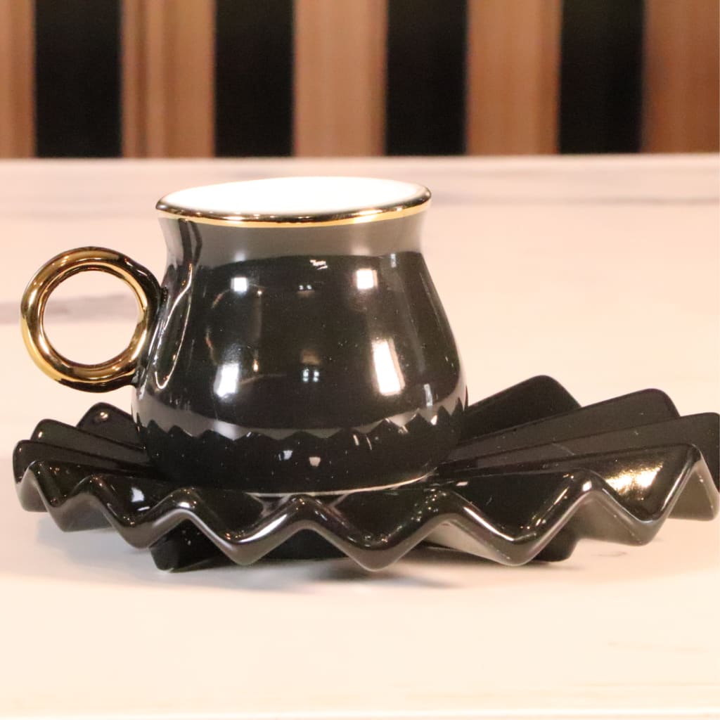 Black Wavy Arabic Coffee Set - 12 Pcs