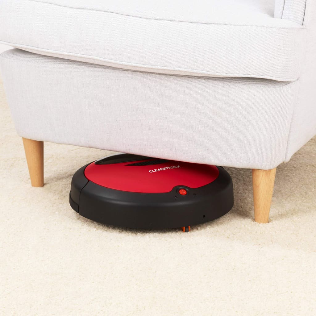 Cleanmaxx Robot Suction Cup with Floor Cloth 2-in-1 Robotic Vacuum Cleaner Automatic and Sensor-Controlled Vacuum Cleaner Floor Cleaning Red / Black-Royal Brands Co-