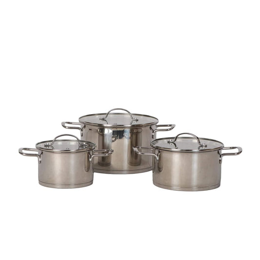 Coorfan® Steel Cookware 6pcs inoxyable with Glass Lid -  [Energy Class A+++]-Royal Brands Co-