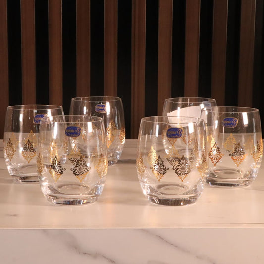 High-End Luxury Gold Mid Water Glass 12 Pcs [Crystal]