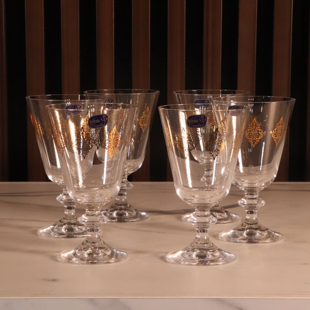 High-End Luxury Gold Wine Glass 12 Pcs [Crystal]