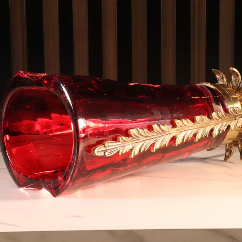 High-End Luxury Red & Gold Cylinder Long Vase [Crystal]