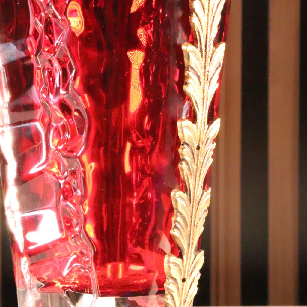 High-End Luxury Red & Gold Cylinder Long Vase [Crystal]