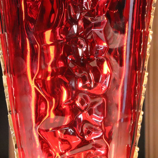 High-End Luxury Red & Gold Cylinder Long Vase [Crystal]