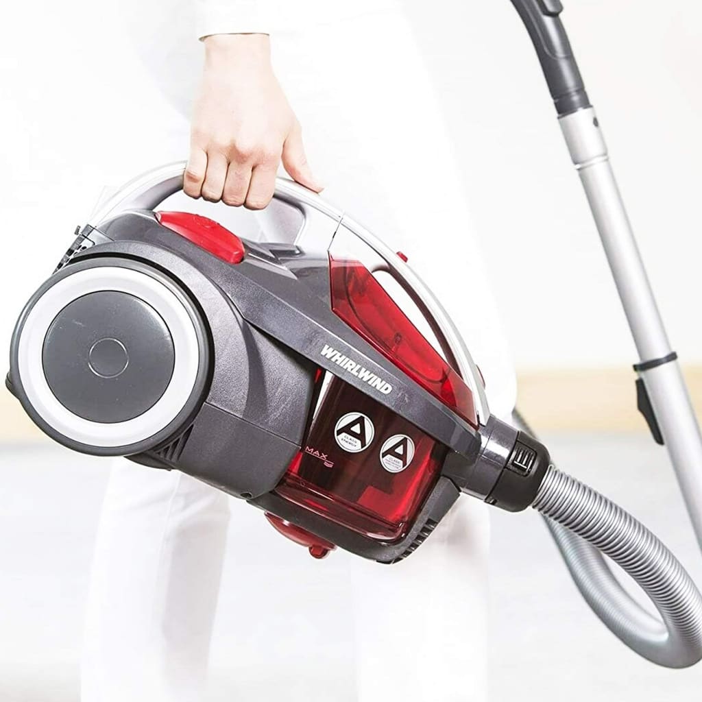 Hoover Whirlwind Bagless Cylinder Vacuum Cleaner, Lightweight, Compact - Grey/Red-Royal Brands Co-