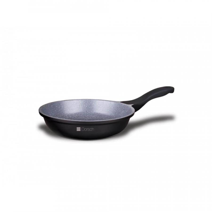 "20 cm Dorsch Lifetime Fry Pan, die-cast aluminum, black, induction compatible."