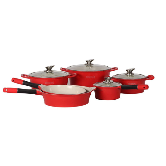 Royalty Line 16 Piece Ceramic Coating Cookware Set - Red-Royal Brands Co-