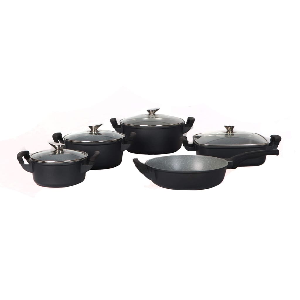 Royalty Line 16 Piece Marble Coating Cookware Set - Black-Royal Brands Co-