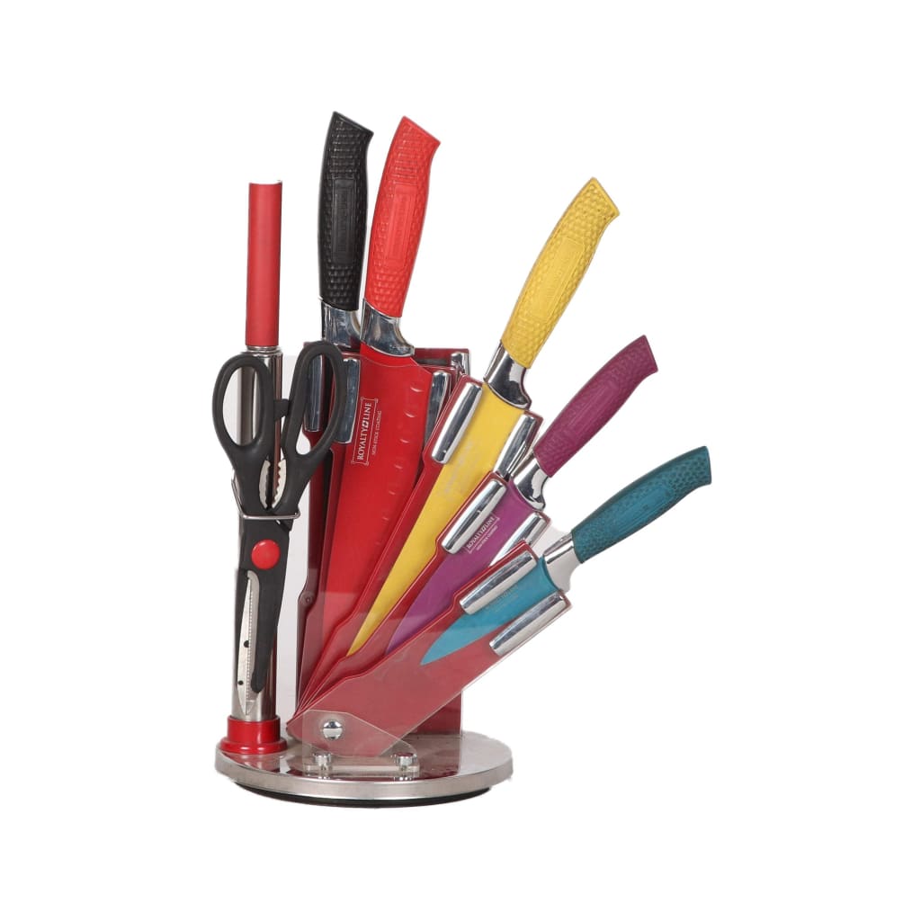 Royalty Line Pale Colored Non-Stick Knife Set with Stand-Royal Brands Co-