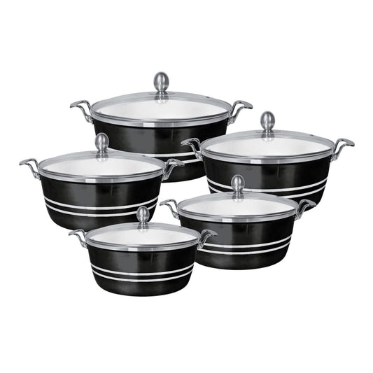 SQ Professional Metallic Aluminium Die-Cast Stockpot Set with Lids 5pc-Royal Brands Co-