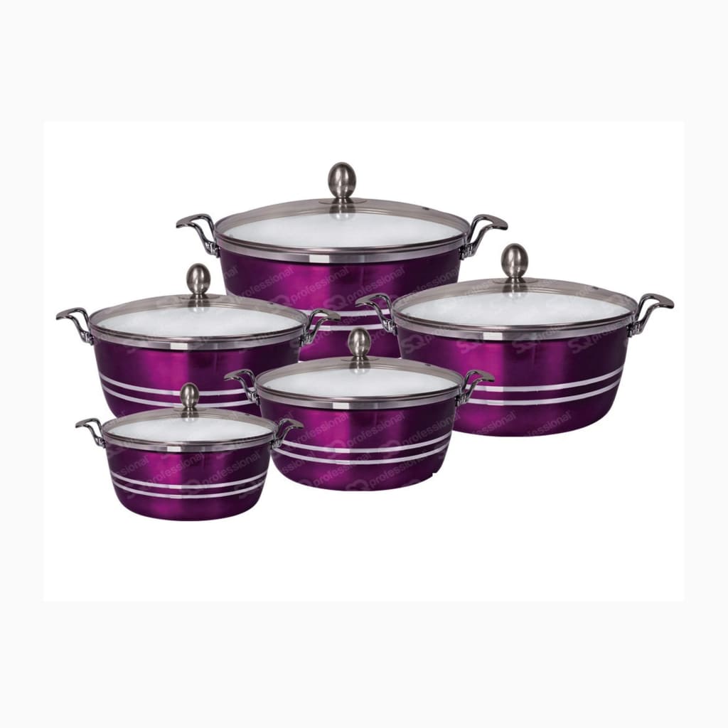 SQ Professional Metallic Aluminium Die-Cast Stockpot Set with Lids 5pc-Royal Brands Co-