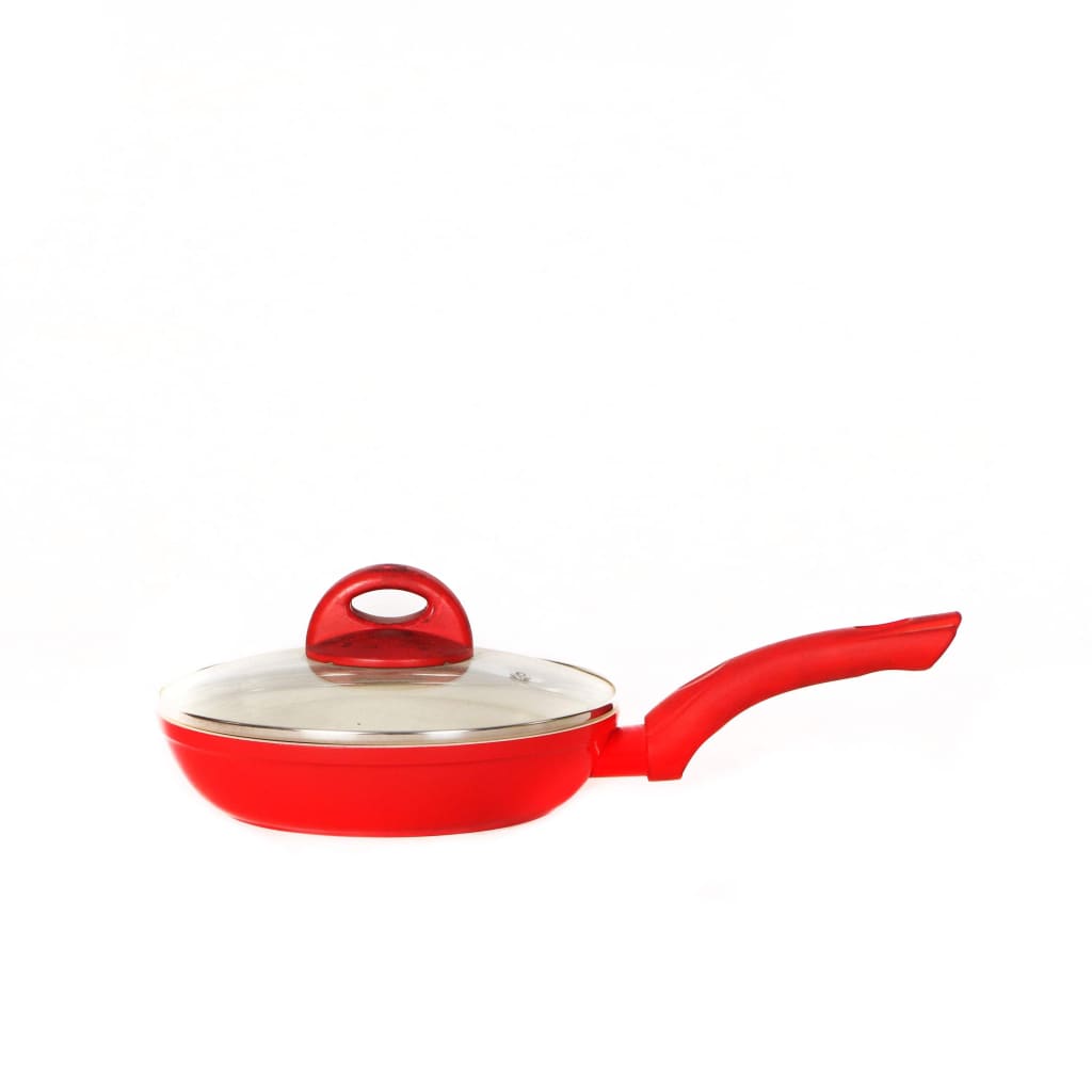 Wellberg Essential Plus Press Aluminium Non Stick Frypan, Induction Base, Red-Royal Brands Co-