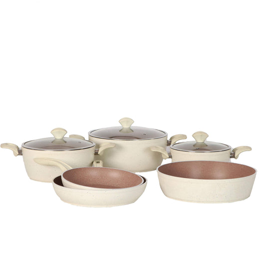 Royal Chef Granite Cookware Set 9 Pcs, Cream,-Royal Brands Co-