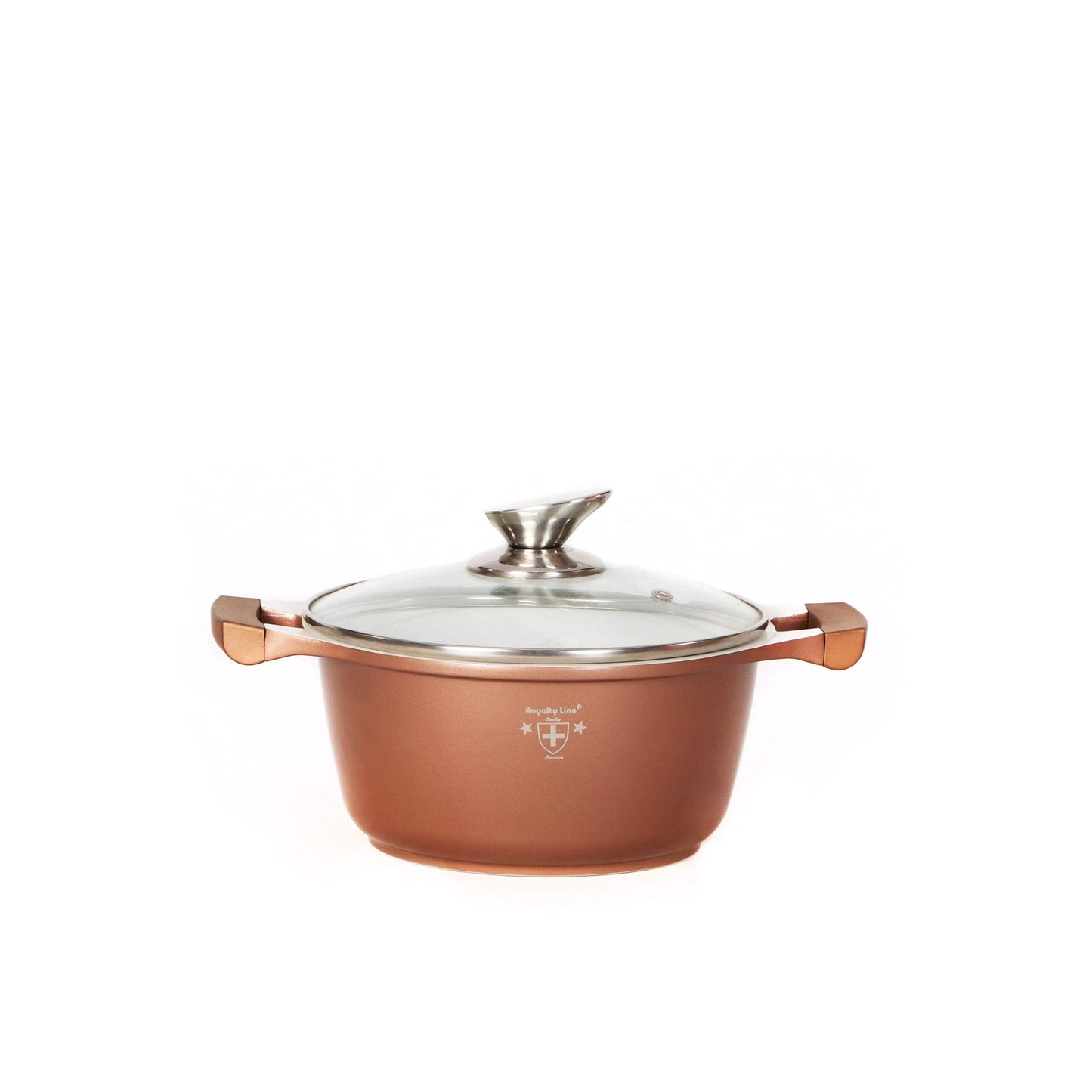 Royalty Line 20cm Ceramic Coating Casserole with Glass Lid (copper)-Royal Brands Co-