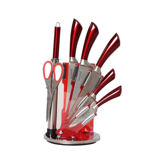 Muller Koch 8 Pcs Stainless Steel Knife Set with Acrylic Rotating Stand-Royal Brands Co-