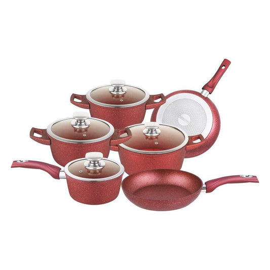 Royalty Line 16 Piece Marble Coating Cookware Set - Bordo-Royal Brands Co-