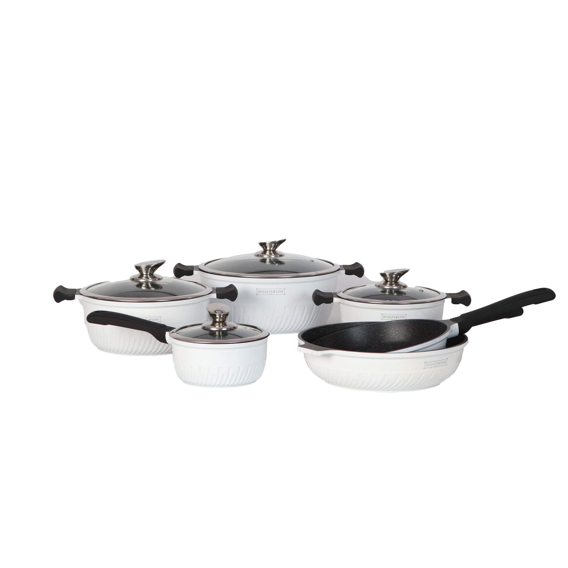 Royalty Line 16 Piece Marble Coating Cookware Set - White-Royal Brands Co-
