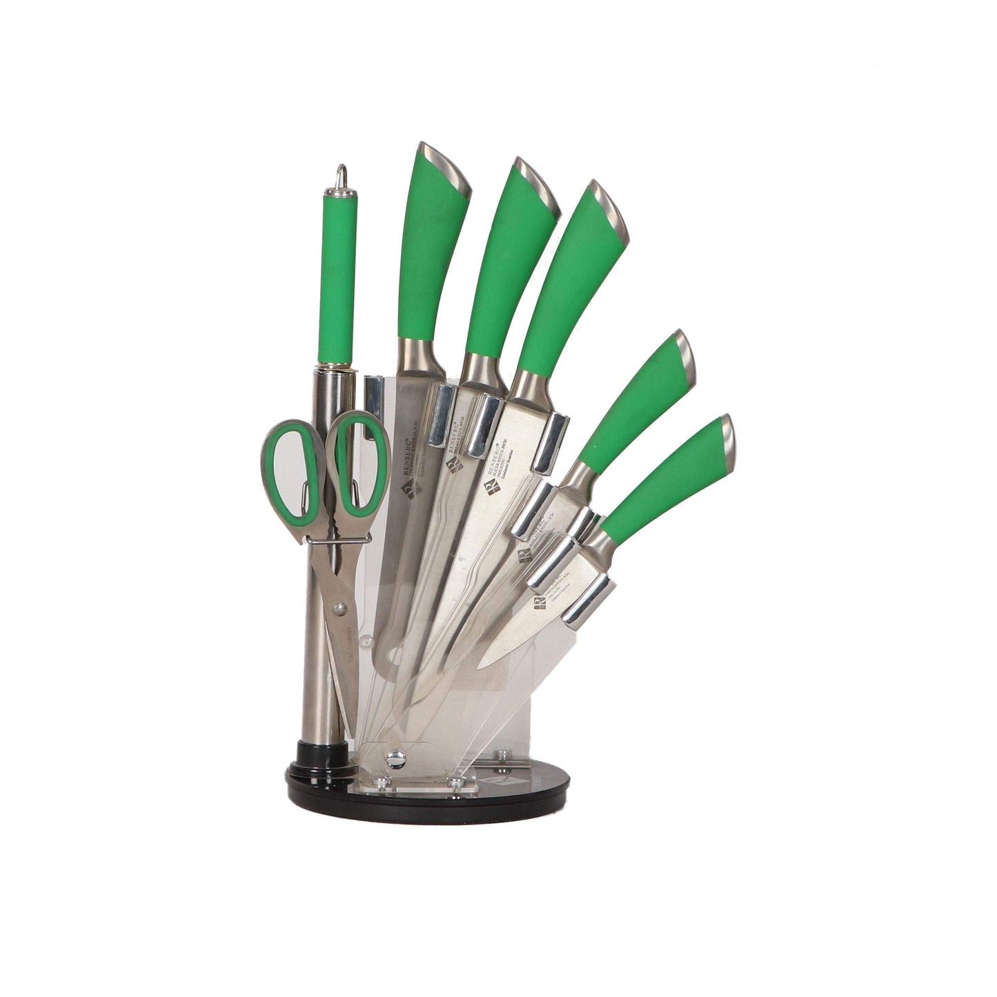 Renberg 8 Piece Knife Block Set With Green Coloured Knife Block-Royal Brands Co-