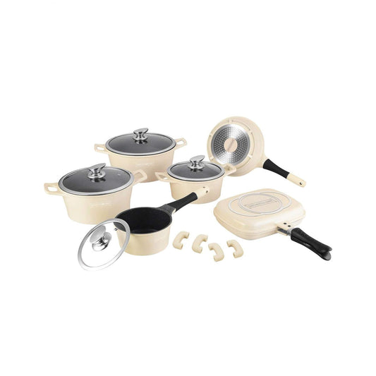 Royalty Line 16 Piece Marble Coating Cookware Set - Cream-Royal Brands Co-