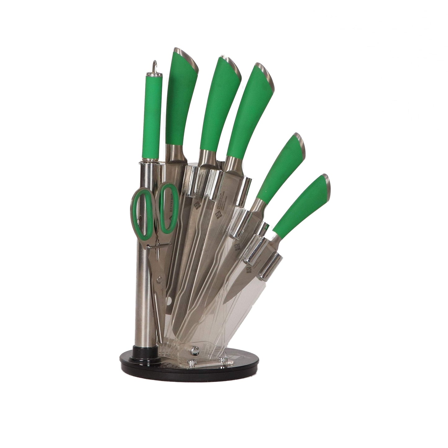 Renberg 8 Piece Knife Block Set With Green Coloured Knife Block-Royal Brands Co-