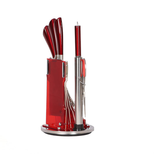Muller Koch 8 Pcs Stainless Steel Knife Set with Acrylic Rotating Stand-Royal Brands Co-