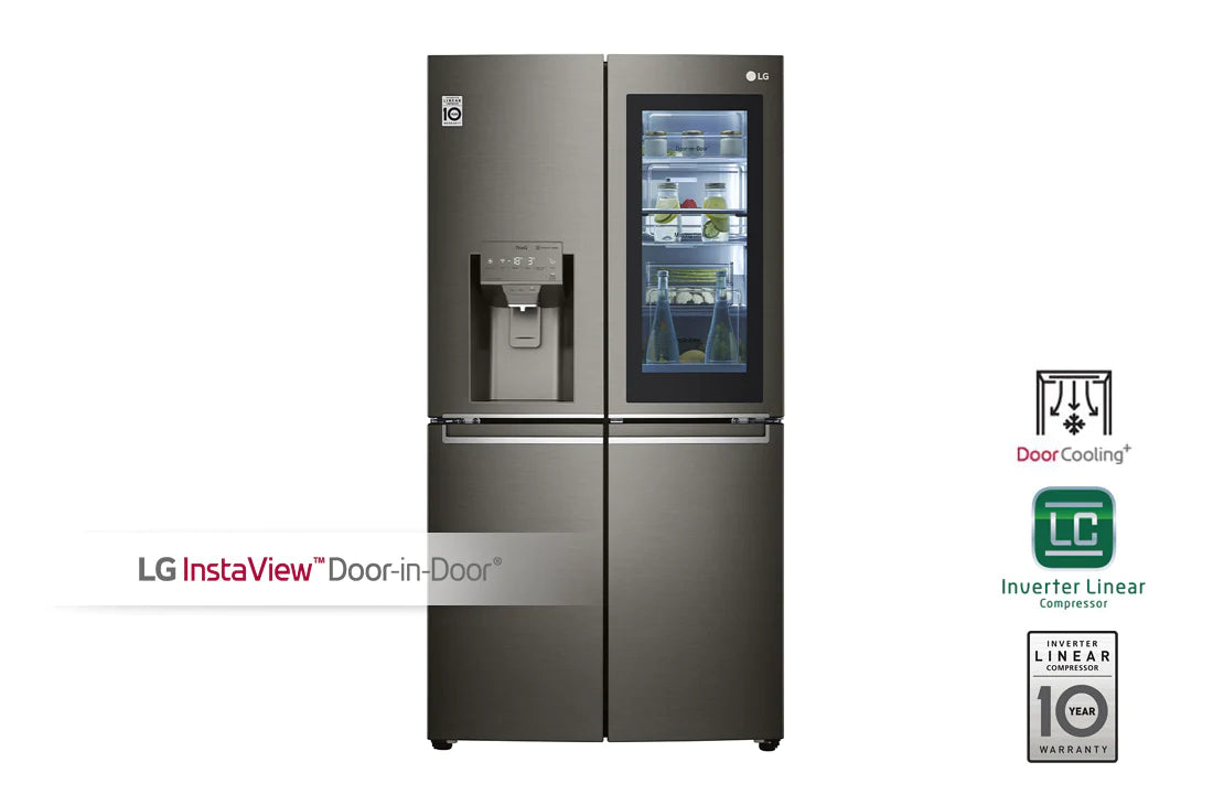 LG Volume 705l | InstaView Door-in-Door | Shining black | DoorCooling+, Water and Ice Dispenser